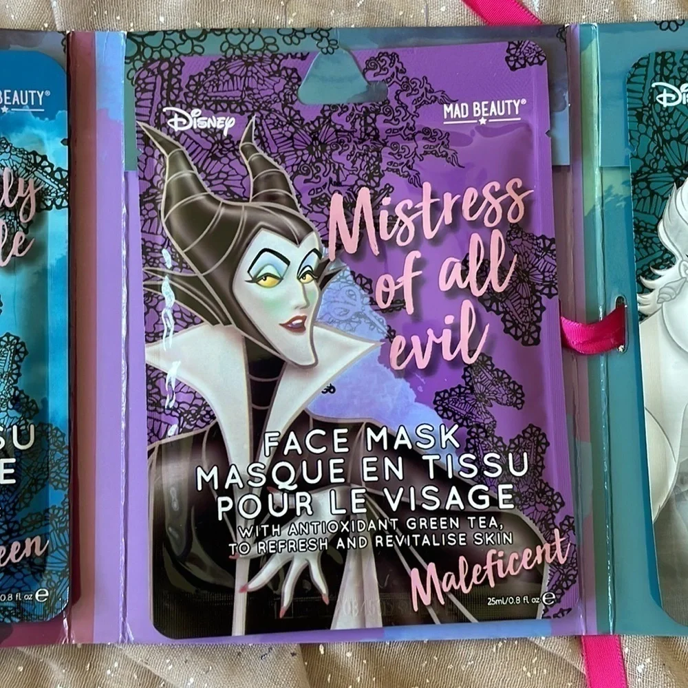 Brand New Mad Beauty Disney Villains 3 Piece Face Mask Collection